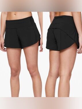Lululemon Speed Up Shorts Long 4” Updated Fit Mid Rise Black W7AYMT
